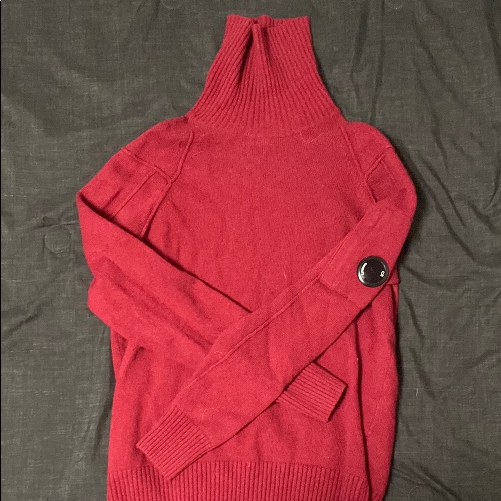 C.P. Company Red Turtleneck Sweater with Relaxed Fit and Knit Texture